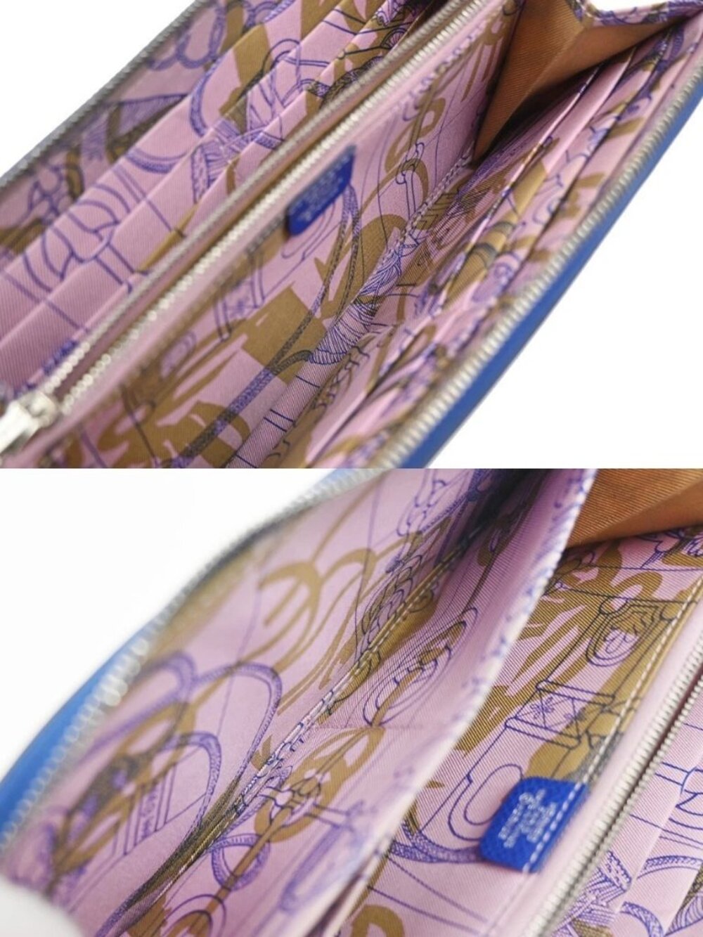 HERMES Azap Silk In Zip Around Long Wallet Epsom Leather Blue SHW France 38RL950 - Picture 14 of 16